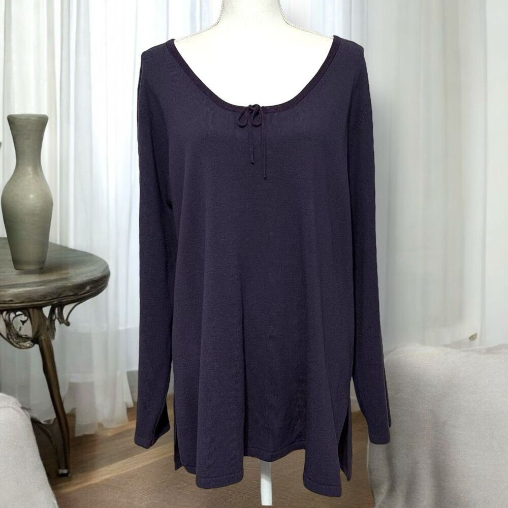 Venezia Jeans Vintage Eggplant Purple Tunic Sweater Scoop Neck Sz 22/24 3X